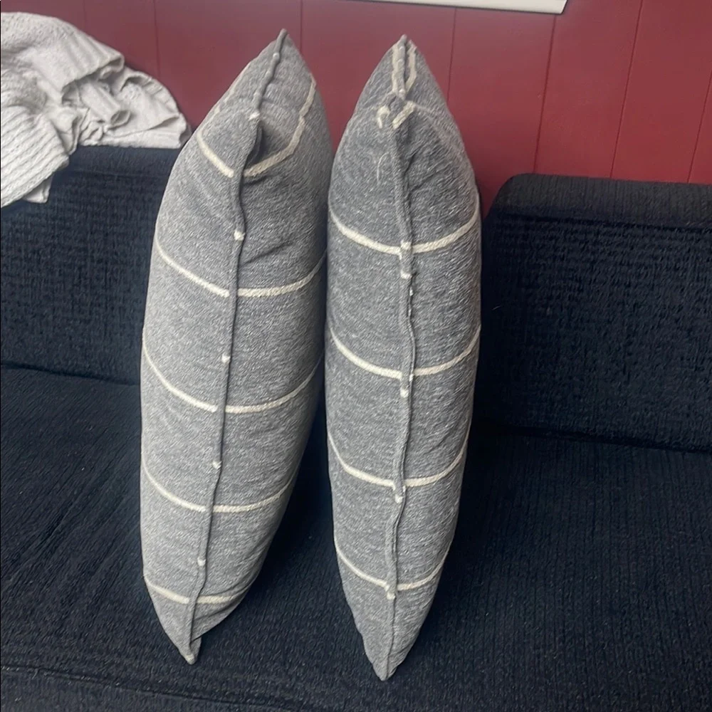 Gray Striped Accent Pillows Set